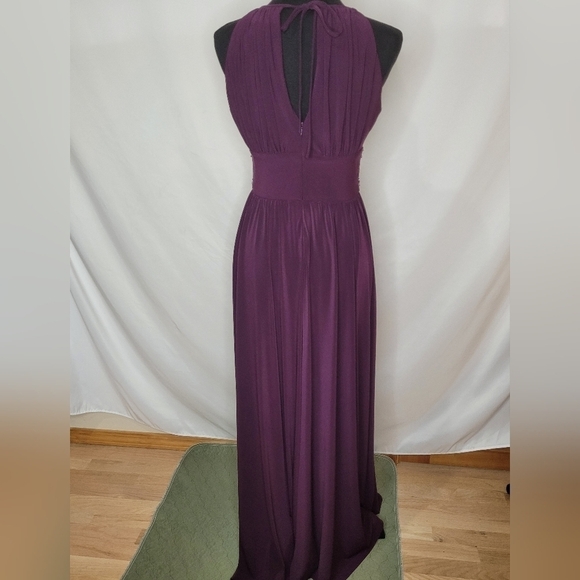 R&M Richards Beaded Waist Keyhole Neck Front Slit A-Line Formal Gown - Size 4 - Picture 8 of 16
